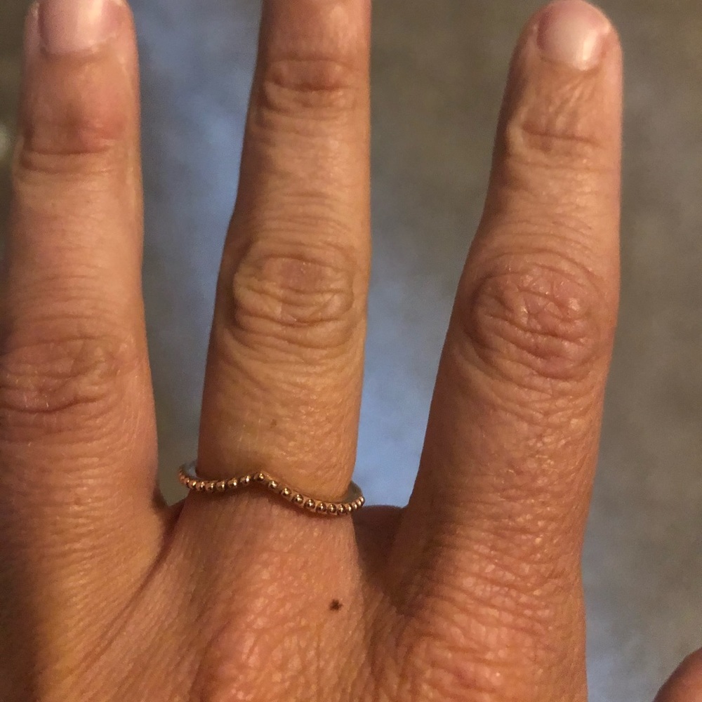 Pandora Beaded Wishbone Ring Rose Golf sz6
